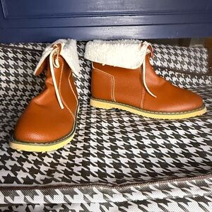 Faux Leather Women's Lined Winter Slippers